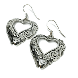 Earrings | Womens Stylish Sterling Silver Heart Cutout Design Dangle Earrings  - Blingschlingers.com USA