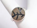 Stone Ring | Sterling Silver Character Symbol Design Sandstone Ring 7.25 | Discount estate jewelry online