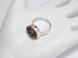 Stone Ring | Sterling Silver Character Symbol Design Sandstone Ring 7.25 | Discount estate jewelry online