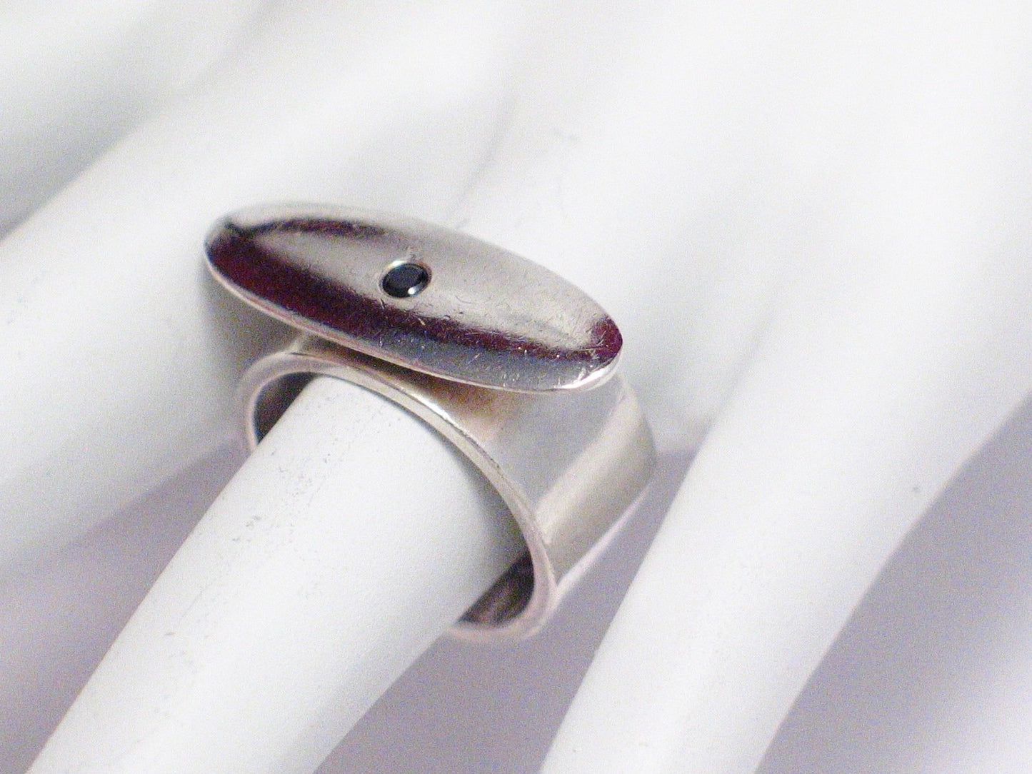 Unique Ring | The Balanced River Rock - Modern Art Design Oval Onyx Ring | Discount Estate Jewelry