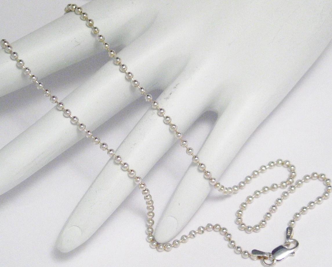 Sterling Silver Necklace, 16" Italian Round Link Bead Ball Chain Necklace