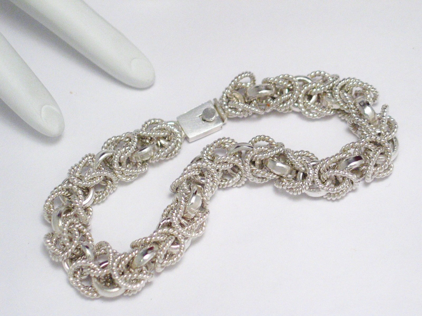 Mens Bracelet | Sterling Silver Nautical Rope Byzantine Chain Bracelet 9" | Discount Estate Jewelry online at Blingschlingers