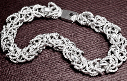 Mens Bracelet | Sterling Silver Nautical Rope Byzantine Chain Bracelet 9" | Discount Estate Jewelry online at Blingschlingers 