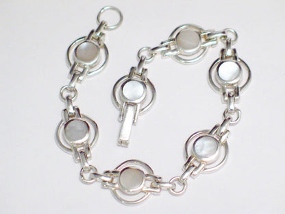 Womenswear Bracelet | Sterling Silver White Pearl Satellite Chain Tennis Bracelet 7" | Quality Discount Estate Jewelry website