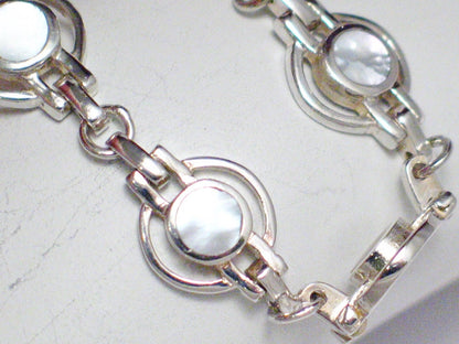 Womenswear Bracelet | Sterling Silver White Pearl Satellite Chain Tennis Bracelet 7" | Discount Estate Jewelry website