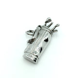 Estate Jewelry | 80s Sterling Silver Golf Course Clubs & Bag 3D Charm Pendant
