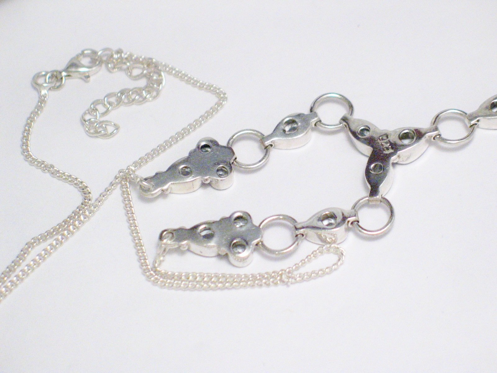 Lavaliere Chain Necklace Sterling Silver w/ Aquamarine Stones 16-18" - Blingschlingers Jewelry