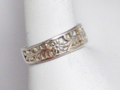 Womenswear Ring | Vintage Sterling Silver Daisy Flower Band 5.25 | Estate Jewelry website online