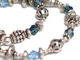 Womenswear Bracelets | Sterling Silver 9" Blue Crystal Bead Bracelet / Anklet | Estate Fine Jewelry online at  Blingschlingers