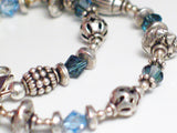 Womenswear Bracelets | Sterling Silver 9" Blue Crystal Bead Bracelet / Anklet | Best Discount Estate Jewelry Website online at Blingschlingers.com