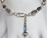 Womenswear Bracelets | Sterling Silver 9" Blue Crystal Bead Bracelet / Anklet | Best Discount Estate Jewelry Website online at Blingschlingers.com