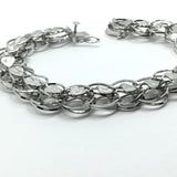 Pre-owned Jewelry | Womens Vintage Sterling Silver Heart Design Double Link Starter Charm Bracelet  7.75"