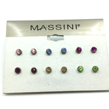 Stud Earrings | Discount Jewelry | Variety Pack of 6 pairs 4 mm Colorful Crystal Stud Earrings