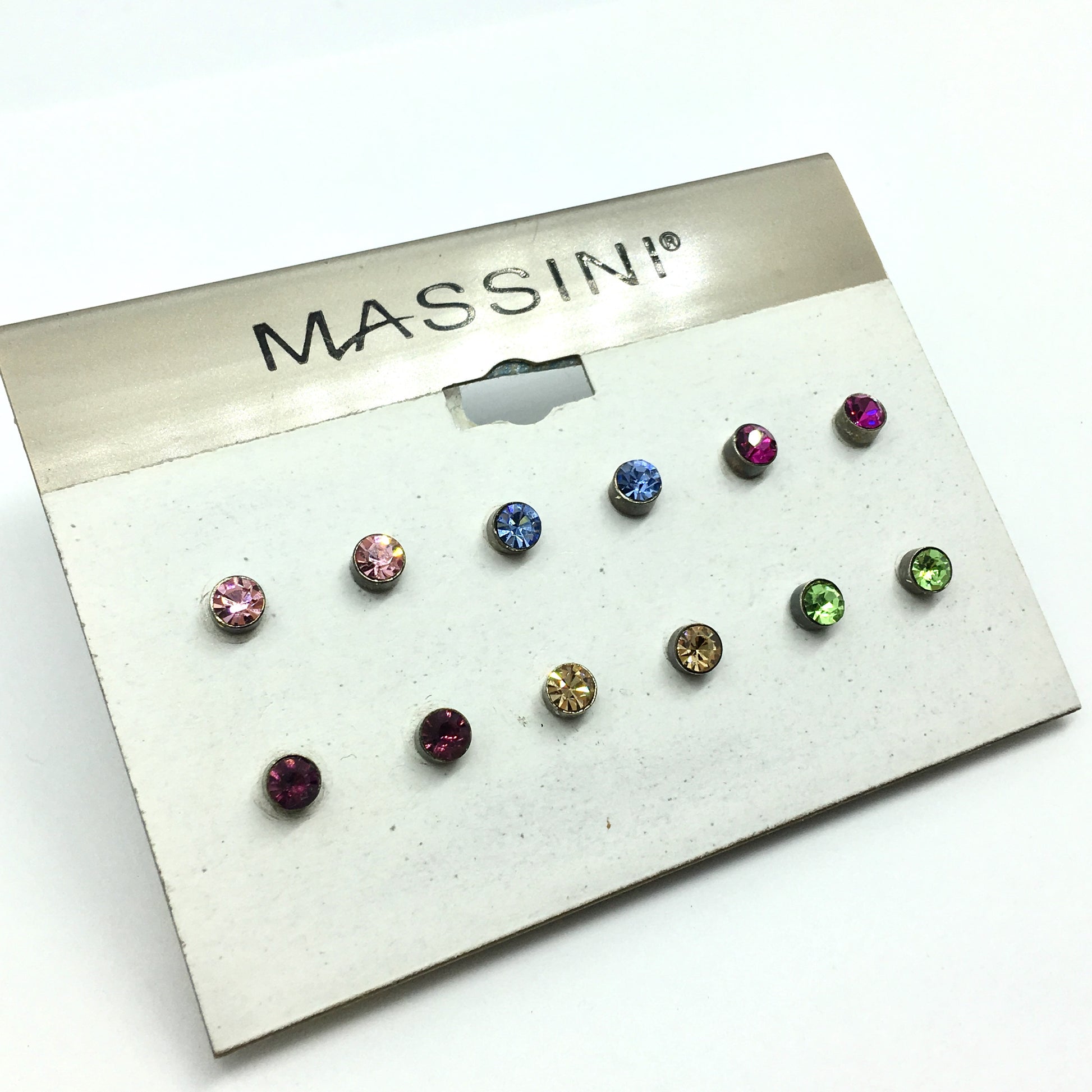 Discount Jewelry | Variety Pack of 6 pairs 4 mm Colorful Crystal Stud Earrings online at Blingschlingers.com in USA