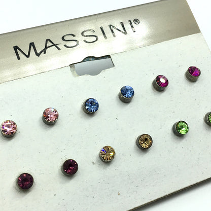Discount Jewelry | Variety Pack of 6 pairs 4 mm Colorful Crystal Stud Earrings