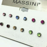 Variety Pack of 6 pairs 4 mm Colorful Crystal Stud Earrings