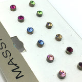 Variety Pack of 6 pairs 4 mm Colorful Crystal Stud Earrings