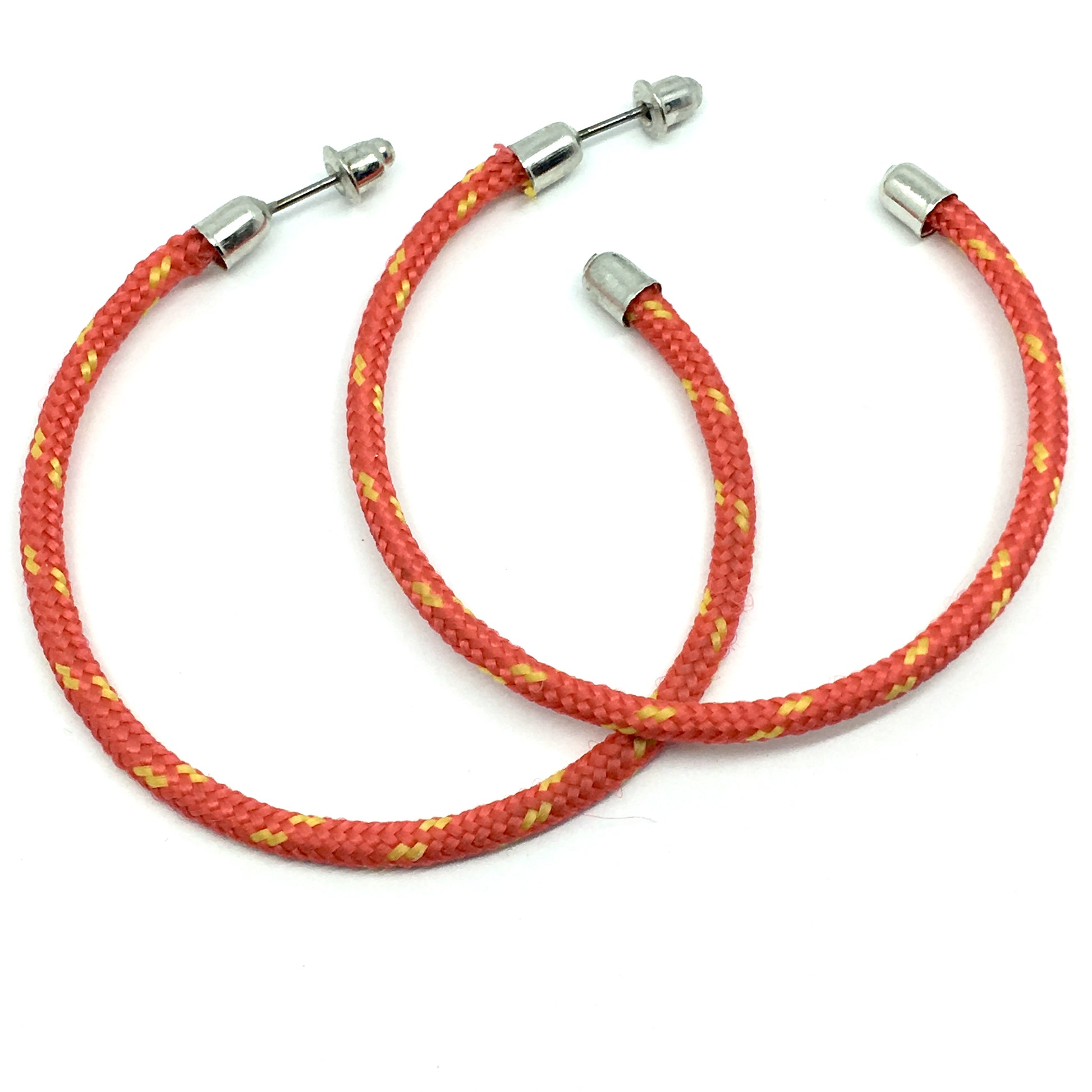 Jewelry Earrings | Womens 90s Style Orange Friendship Bracelet Design Large Hoop Earrings