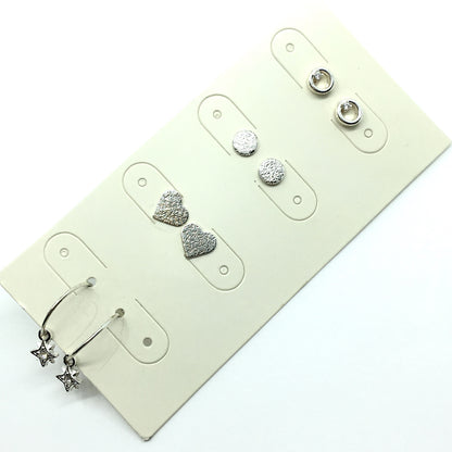 Discount Fashion Jewelry | Variety Pack 4 Pairs Petite Silver Random Fun Design Stud Earrings