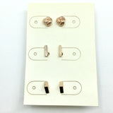 Fashion Jewelry | 3 pairs of chic modern-style small pink gold stud earrings
