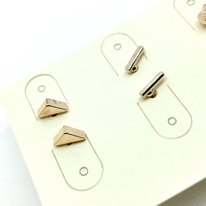 Fashion Jewelry | 3 pairs of chic modern-style small pink gold stud earrings