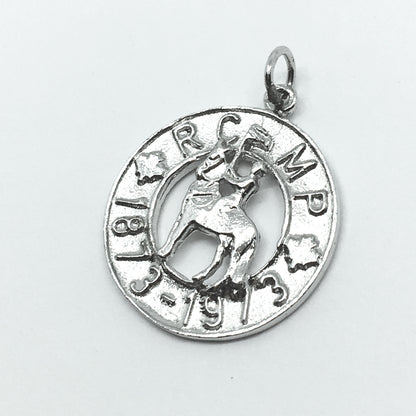 Vintage 1973 Sterling Silver Royal Canadian Mounted Police Charm Pendant