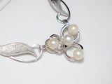 Silver Necklace sterling rolo chain w/ pearl etched lavaliere 16" wedding jewelry - Blingschlingers Jewelry