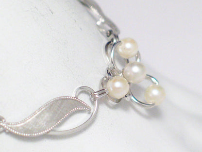 Pearl Necklace, Womens Sterling Silver Fancy Formal Style Pearl Necklace