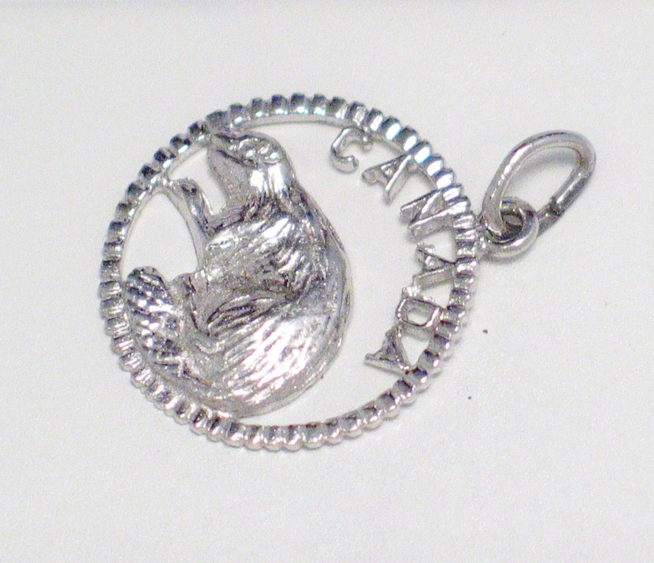 Charm, Sterling Silver Medallion Style Canada Beaver Bracelet Charm or Pendant