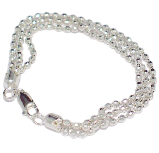 Strand Bracelet, Sterling Silver Disco Ball Style Chain Bracelet