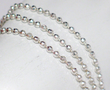 Jewelry > Bracelet | Womens Sterling Silver Shimmery 3 Strand Disco Bead Ball Chain Bracelet