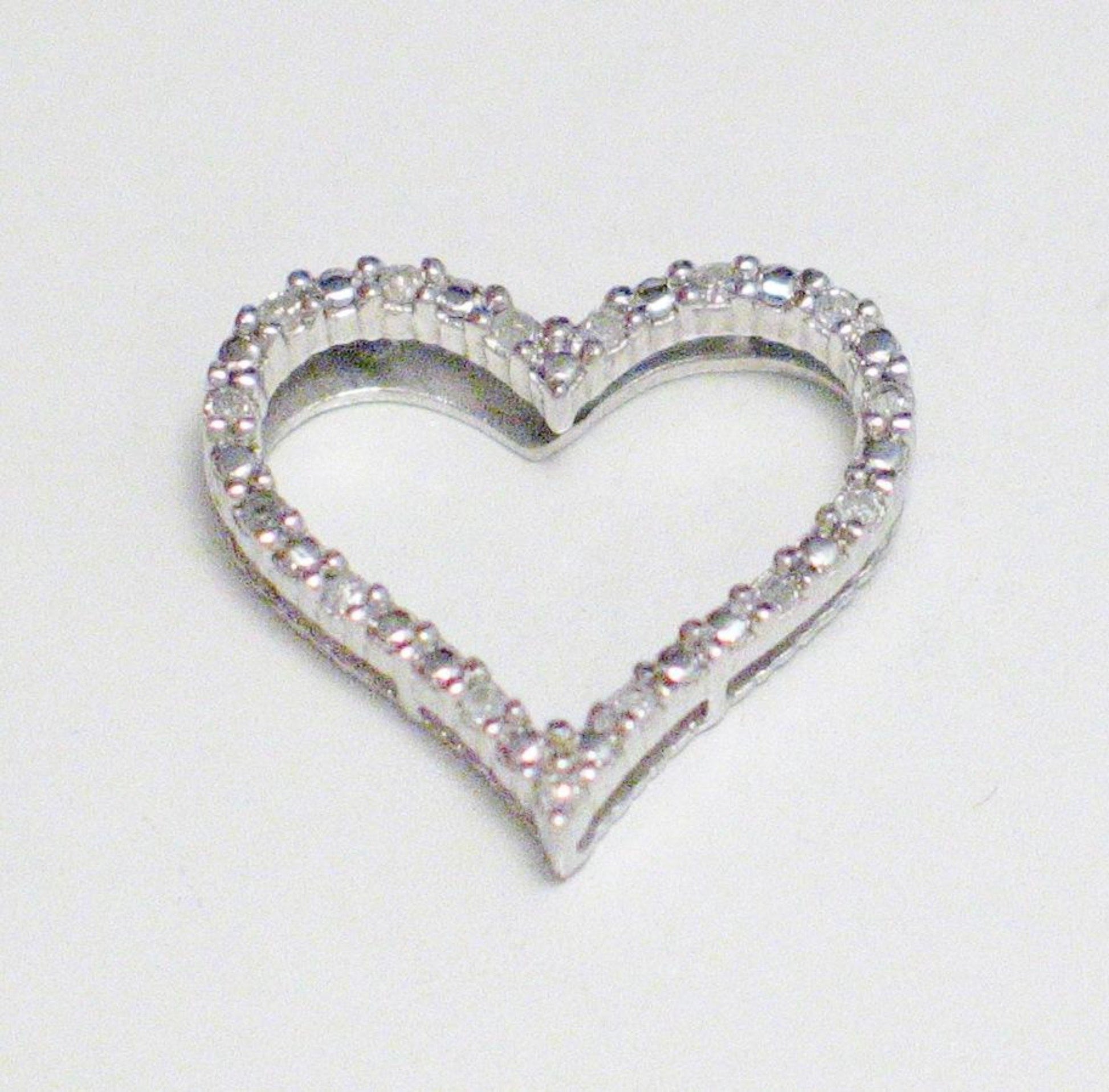 Heart Pendant, Womens Sterling Silver Open Heart Style Diamond Pendant - Blingschlingers