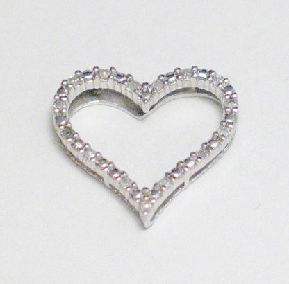 Heart Pendant, Womens Sterling Silver Open Heart Style Diamond Pendant - Blingschlingers