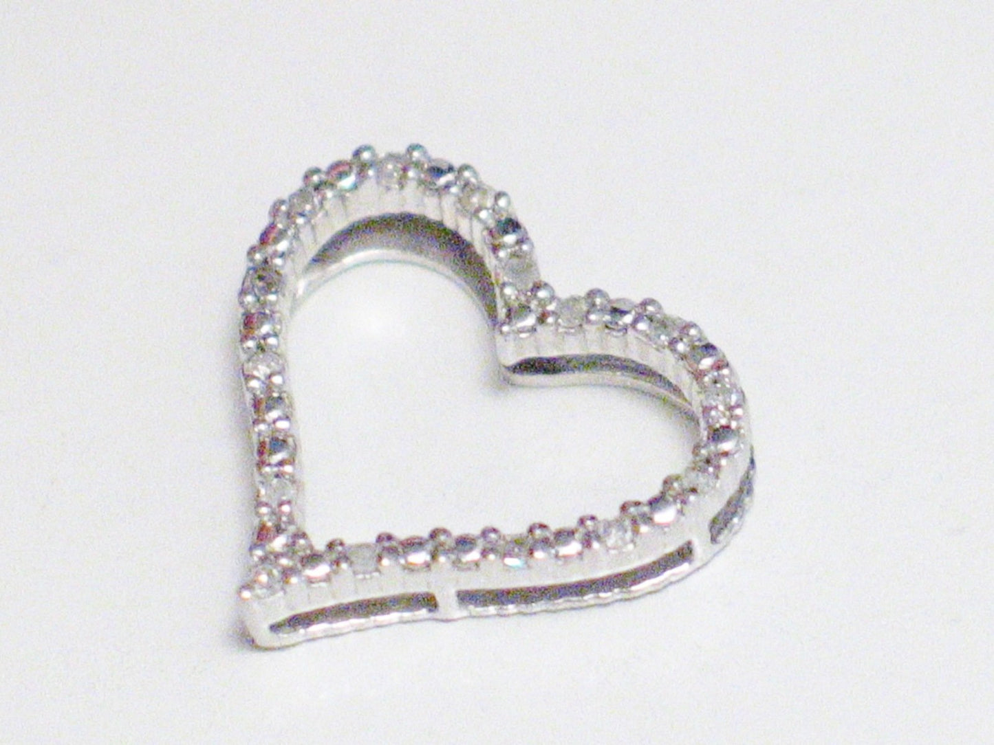 Heart Pendant, Womens Sterling Silver Open Heart Style Diamond Pendant