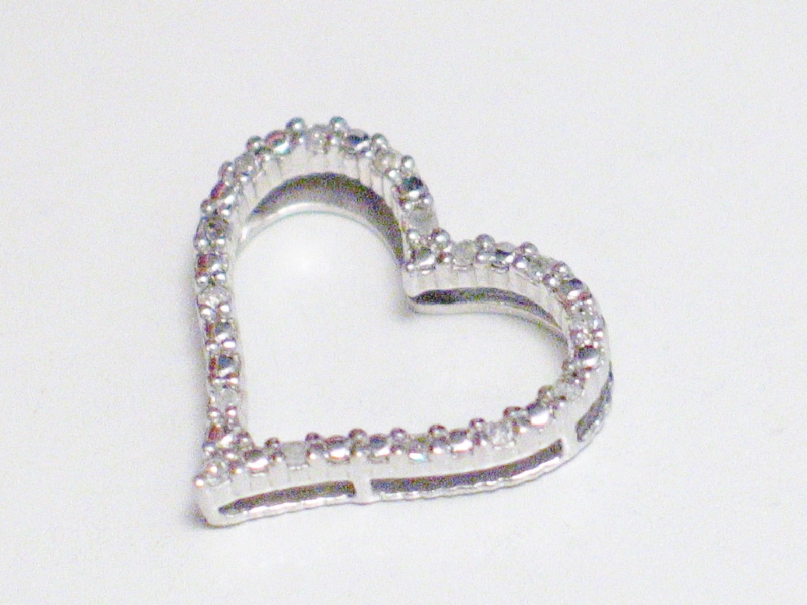 Heart Pendant, Womens Sterling Silver Open Heart Style Diamond Pendant