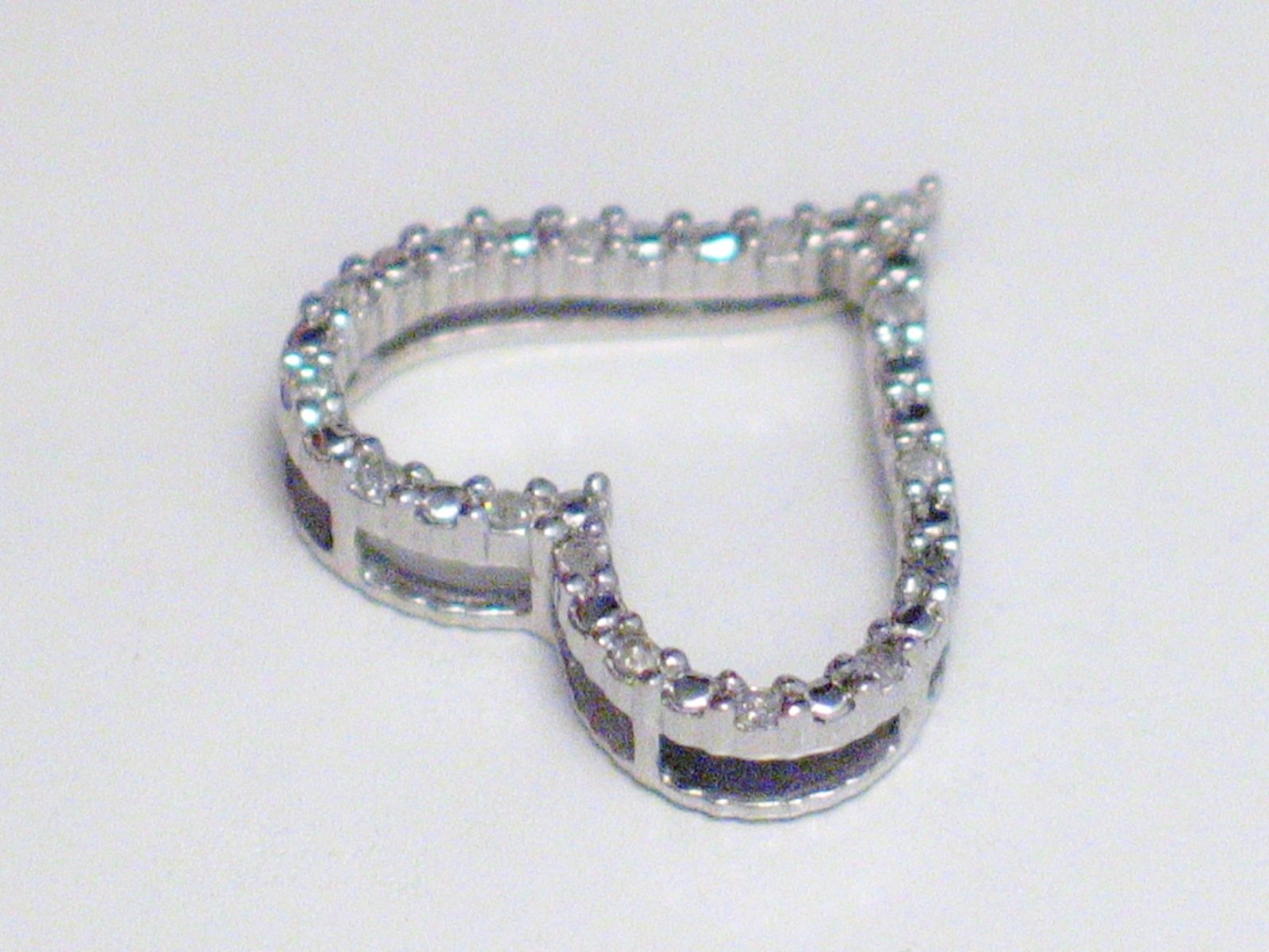 Heart Pendant, Womens Sterling Silver Open Heart Style Diamond Pendant