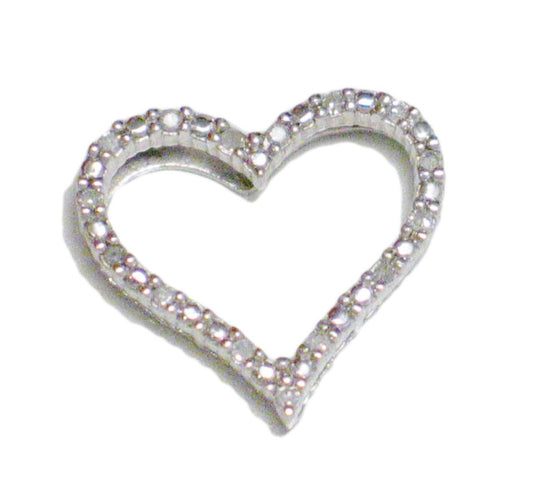 Heart Pendant, Womens Sterling Silver Open Heart Style Diamond Pendant