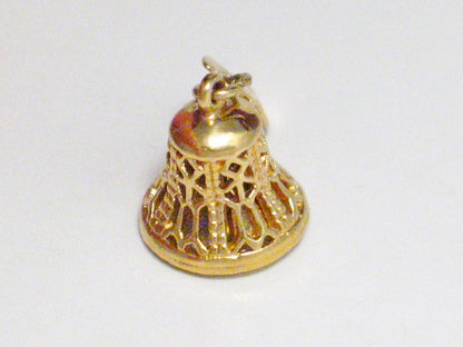 3D Charm Gold Bell w/ Wisconsin Flag Wedding Travel Sterling silver - Blingschlingers Jewelry