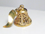 3D Charm Gold Bell w/ Wisconsin Flag Wedding Travel Sterling silver - Blingschlingers Jewelry