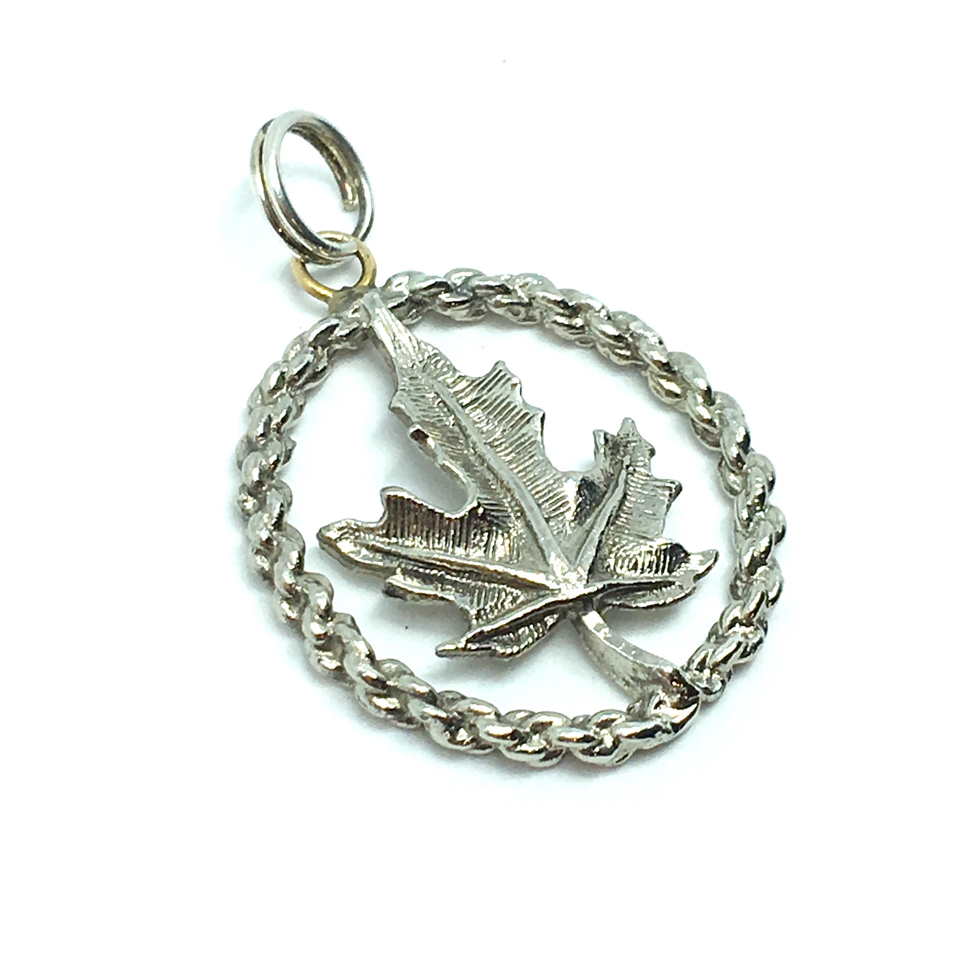 Vintage Jewelry | Sterling Silver Maple Leaf Halo Charm Pendant 