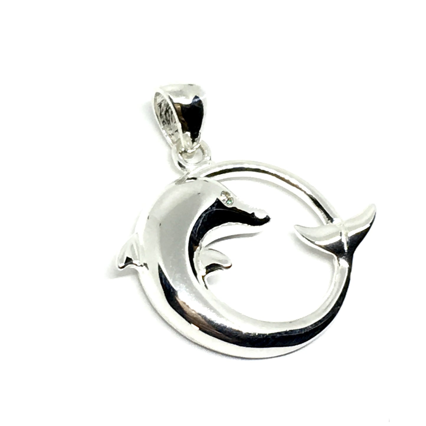 Pendant | Ocean Life Sterling Silver Sleek Sun Jumping Dolphin Charm Pendant - Beach Jewelry | Blingschlingers.com USA