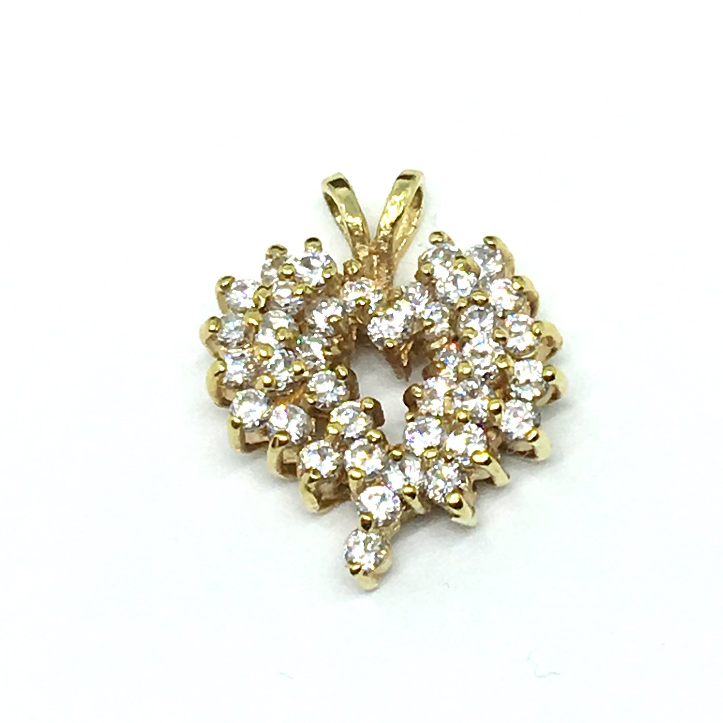 Pre-owned Jewelry | Gold Sterling Silver Glittery White CZ Cluster Heart Pendant