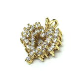Pre-owned Jewelry | Womens Gold Sterling Silver Glittery White CZ Cluster Heart Pendant