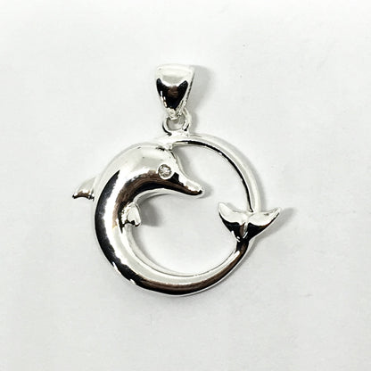 Pendant | Ocean Life Sterling Silver Sleek Sun Jumping Dolphin Charm Pendant