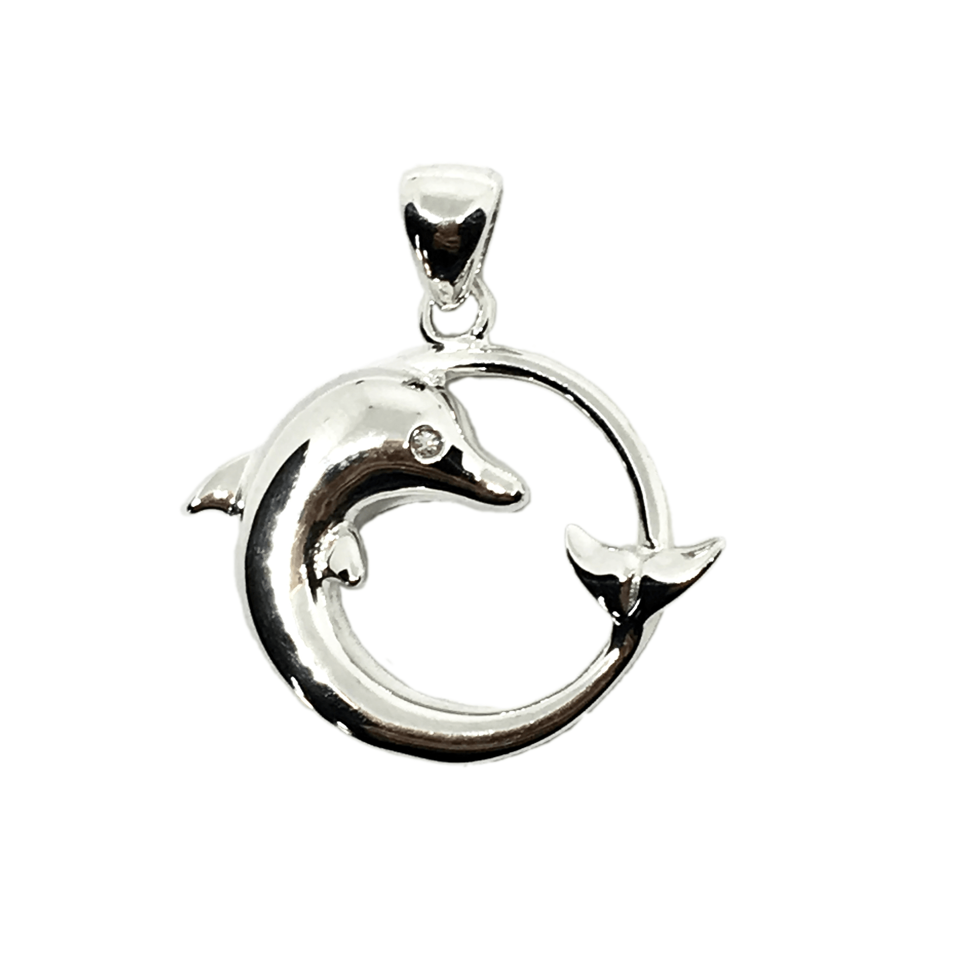 Pendant | Ocean Life Sterling Silver Sleek Sun Jumping Dolphin Charm Pendant
