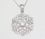 Chain | Womens Sterling Silver Sparkly Cz Snowflake Pendant Necklace 18" | Necklaces