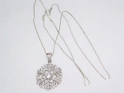 Chain | Womens Sterling Silver Sparkly Cz Snowflake Pendant Necklace 18" | Necklaces at  Blingschlingers Jewelry