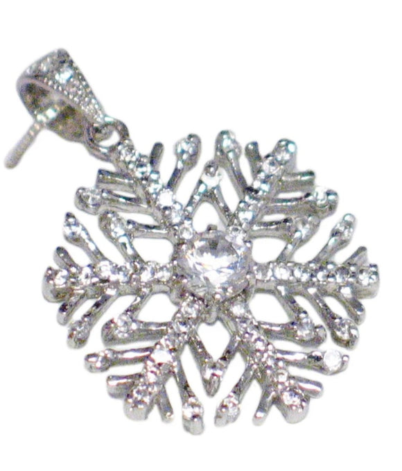 Chain | Womens Sterling Silver Sparkly Cz Snowflake Pendant Necklace 18