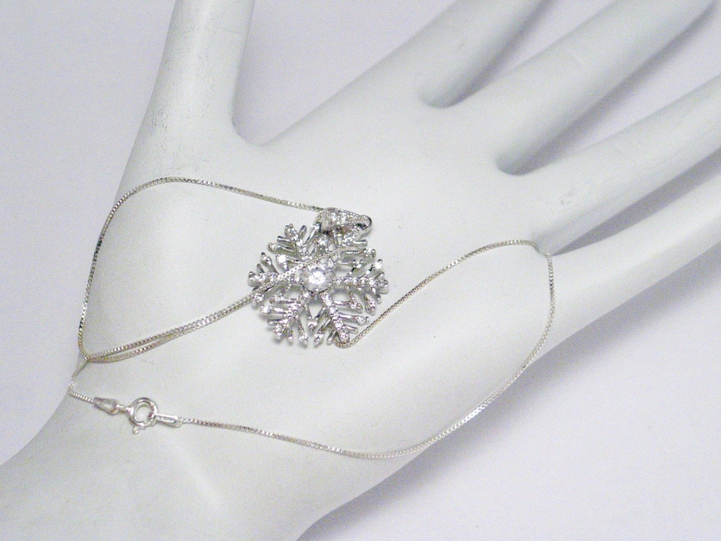 Chain | Womens Sterling Silver Sparkly Cz Snowflake Pendant Necklace 18" | Necklaces