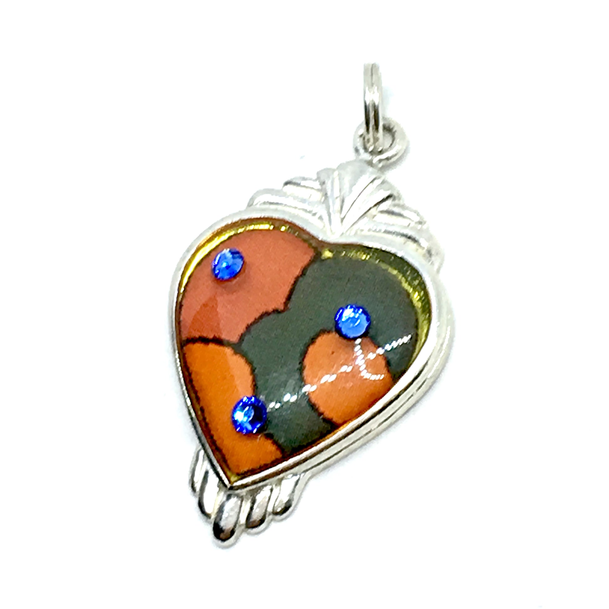 Bracelet Charms | Sterling Silver Abstract Red Blue Crystal Heart Charm | Silver Charms